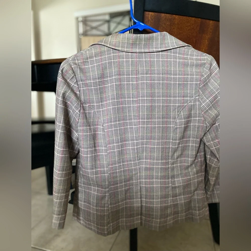 Vintage Y2K Rampage Plaid Lined Cropped Blazer 3/4 Sleeve Double Front Buttons M